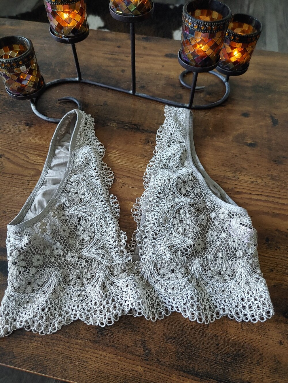 NWOT Gorgeous Victoria's Secret Small Sexy Grey/tan Boho Style Bralette